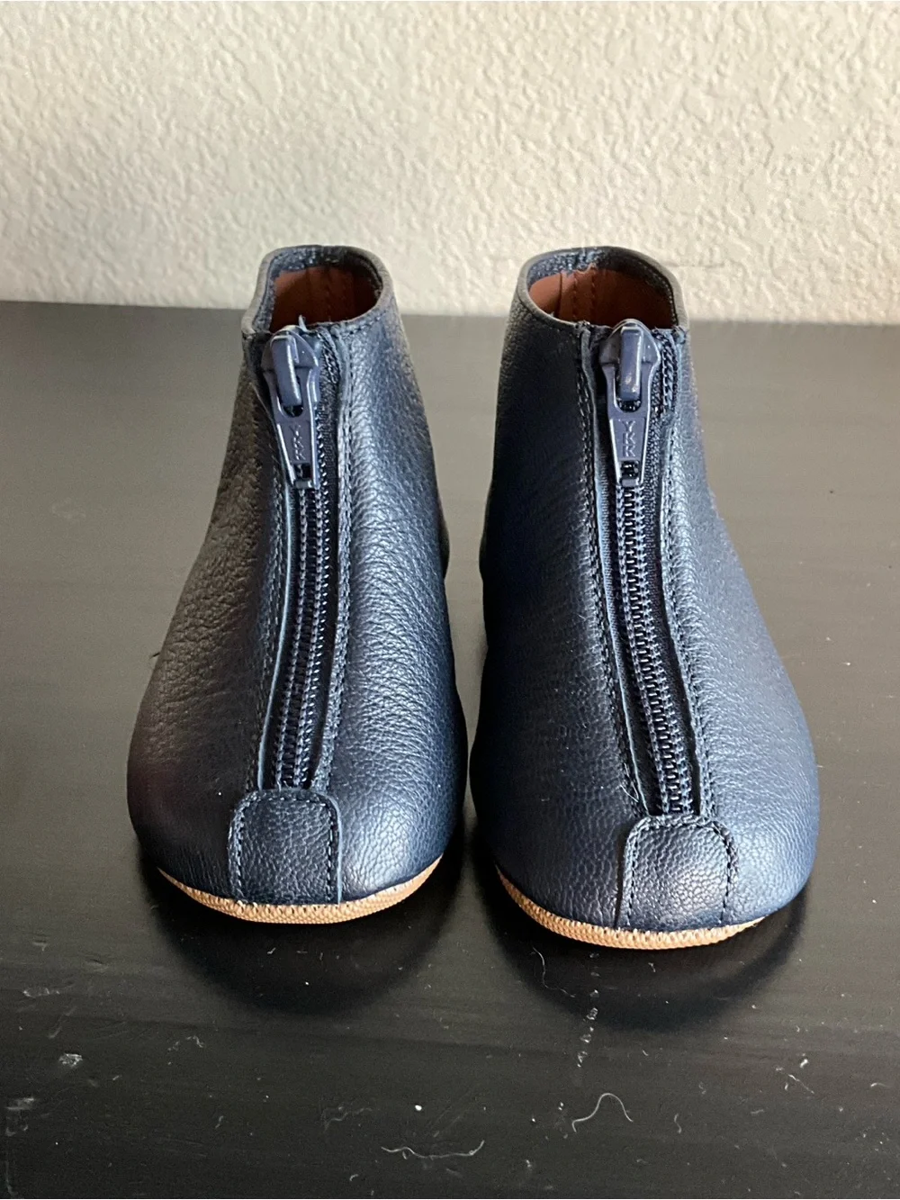 Pepe Baby Navy Blue Pebbled Leather Zipper Boots EU 20 Size 2 $129